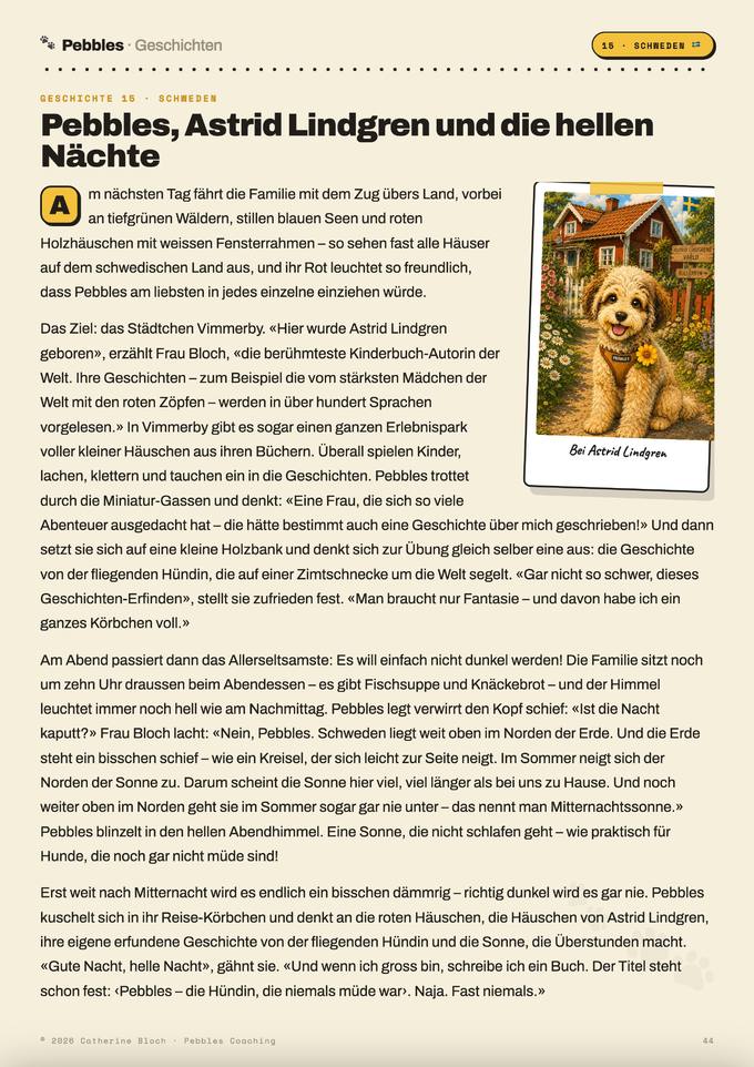 Leseprobe: Geschichte «Pebbles, Astrid Lindgren und die hellen Nächte»